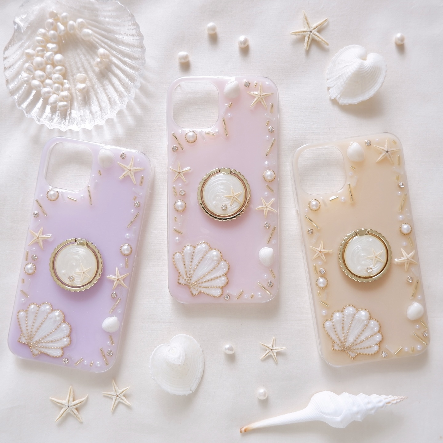 ❁新色❁シェルフレーム（スマホリング選択）❁.*･ﾟ夏 海 スマホケース
