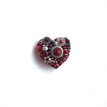 小サイズ　con Rojo ７  Antique Silver Beads Reunion  ハートのビーズ刺繍ブローチ