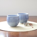 海のブルー　海碧貫入釉のカップ