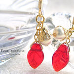3ペア購入で1ペアおまけ＊450円ピアスLeaf (Red and Gold)/m_21