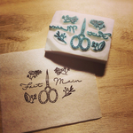 ワンコイン 仏語ハサミとハンドメイド 消しゴムはんこ