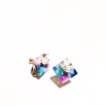 スクエアべっこう＆ビジューピアス パープル×水色ver