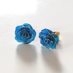 薔薇のピアス(青)