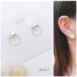 リニューアル♡2wayになりました♡パール×華奢リングの上品ピアス（ノンホールピアス イヤリング変更可）