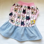 ♡犬服サイズオーダー★デニム×フレブル大集合ワンピース中型犬小型犬フレンチブルドッグパグフレブル服