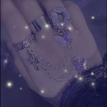 🦋再販🦋💙バタフライ ゆらゆら チェーン リング【№334】地雷 病み可愛い 量産型 サブカル ストリート系 パープル 紫 地雷 蝶々 チェーン フリーサイズ  シルバー ゴスロリ クール かっこいい