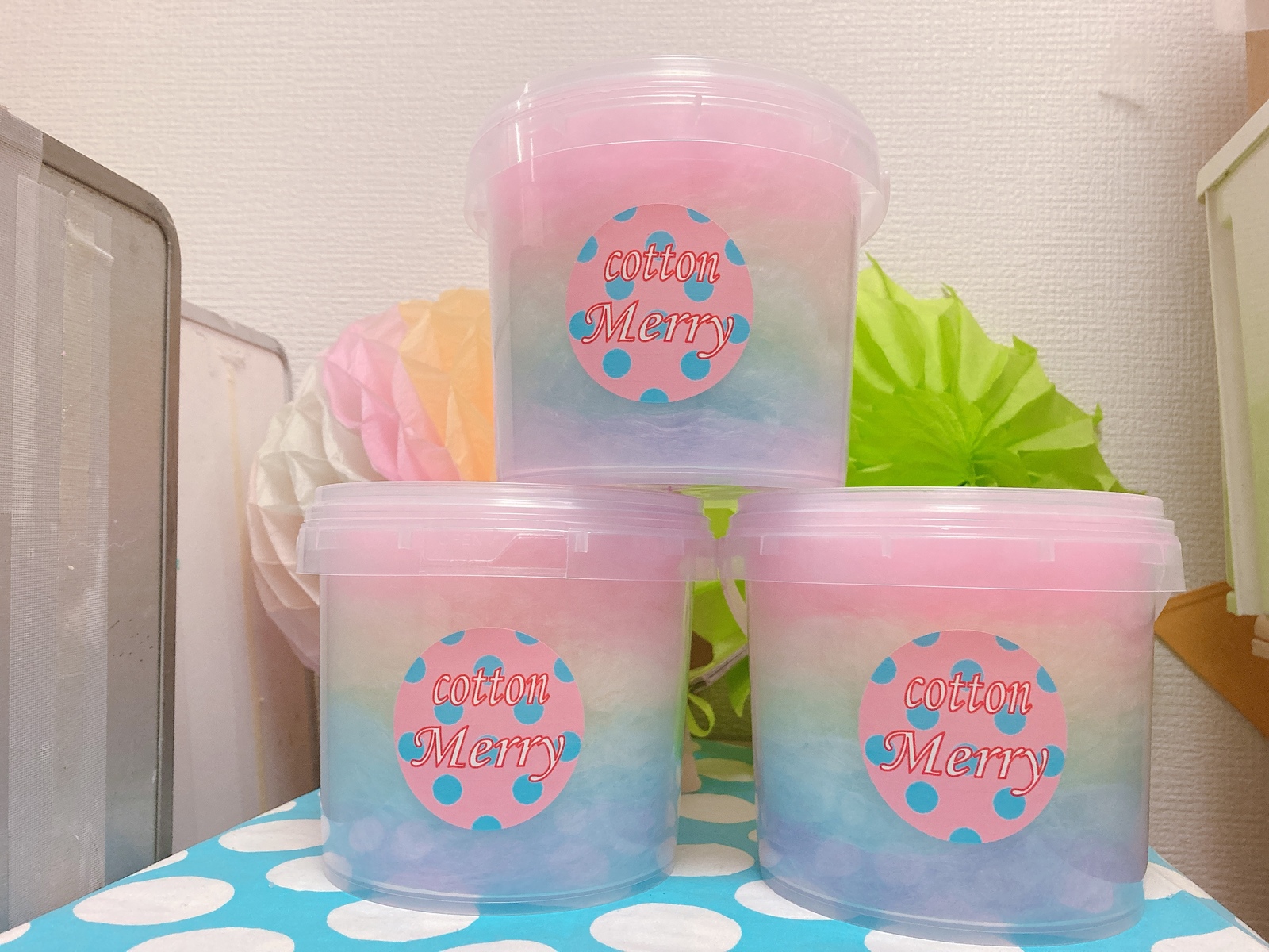 綿菓子パーティーセット✨✨レインボー　かわいい❤️綿菓子バケツ6個&3色綿菓子5個カップセット