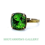 ［再販］アンティークゴールド　スワロフスキー　スクエアリング✨　Swarovski  ファーグリーン　#4470 #minne_new 