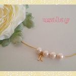 【SALE】イニシャル【K】付き＊桜色＊コットンパールネックレス♪