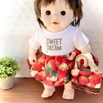 いちごワッペンのワンピース　ぽぽちゃん　ぽぽちゃん服