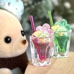 124 ＊ももいろソーダ＆メロンソーダ＊　ミニチュア　ドリンク　シルバニア　ドールハウス　ねんどろいど　小物　インテリア