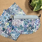 ハンドメイド★リバティ★巾着袋と大判ハンカチ＊バックインバック＊お出かけ・ランチ・プレゼント　2019エターナル Frescoフレスコ+Check＆Stripe