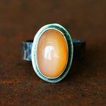 SALE＊古代スタイル＊ピーチムーンストーン　指輪＊9号　SV