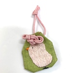 Hand/日本刺繍ピンクと黄色アヒル刺繍小さいお守り袋手作りDIY絹