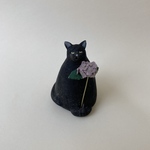 紫陽花をどうぞ（黒猫／ピンク）