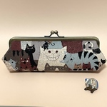 ねこまみれ／セピア　ペンケースケース　メガネケース
