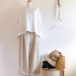 𝓃ℯ𝓌・*:.. size選べます(S/M/L)リネンツイルのふっくらシルエットのエッグパンツ/きれいめ/カジュアル/キナリ/