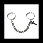 再販【2finger_cross@PUNK RING】サック チェーン 連結リング パンク ユニセックス  ゴシック 病みかわいい ヴィンテージ  アンティーク  リング