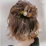 𝐧𝐞𝐰 ヘアクリップ  ✼̥  刺繍ビーズ × woodパーツ
