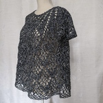 丸ヨークのベスト　ブラック系混じり糸