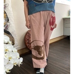 うさぎ柄の型染めのパンツ　　　　　　ハンドメイド