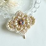 ビーズ刺繍ポニーフック(trapa/ライトローズ）