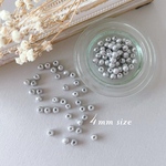 9ｇ 90-95pcs ＊ 4mm パール ガラスビーズ （グレー） （0269）