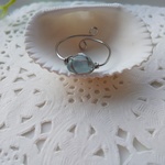 水色のシーグラスのリング（小粒）