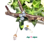 ネモフィラお花畑 イヤーラップクローラーピアス アシンメトリーセット ✩ノンホールピアス ✩イヤリング ✩サージカルステンレス316
