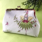 妖精柄 化粧ポーチ プチギフト など マチ付き 可愛い がま口ポーチ USAコットン