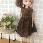 リカちゃん・服　発表会♬シックな音符のミニドレス・ミニワンピ　秋服
