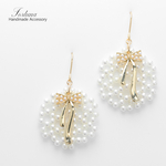 パールレースとリボン(798) ピアス/イヤリング/ノンホールピアス/樹脂ピアス