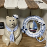 しろくま貯金箱用 夏 水平帽　マリン2点セット