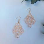 Ｎ48  籐のピアス♡パール♡natural