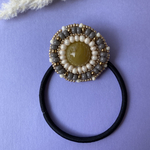 ビーズ刺繍ヘアゴム【ピスタチオグリーン】