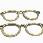 メタルチャーム　めがね　ブロンズ　４個♪  