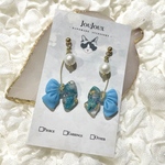 推しカラー ぷらぷら リボン ピアス / イヤリング【04.推しライトブルー】light blue 水色