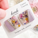 《再販4❣》ピアス　バイカラー　ピンク　レジン　レジンピアス　レジンアクセサリー　レジンアクセ　お花ピアス　ドライフラワー　ドライフラワーピアス　ドライフラワーアクセサリー　