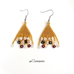 brownフラワーフリンジピアス／イヤリング