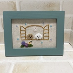 【送料無料】刺繍　フレーム　インテリア　トイプードル　梅雨