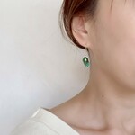グリーン淡水パールの1粒ピアス/イヤリング