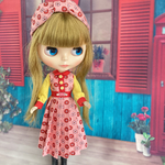 ミモレ丈レトロワンピース(Retro flower rose)2点セット