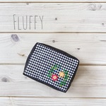 ふんわりポーチ　check & flower02