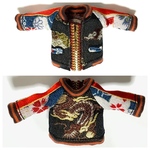 金襴スカジャン(5)黒地赤龍<適応サイズ:オビツ11、ねんどろいどどーる> 