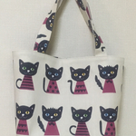 かわいい黒猫のトートバッグ(M)＊ピンク