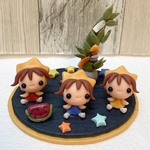 受注制作　星の子たちの七夕飾り　ミニチュア　粘土細工　季節飾り　　樹脂粘土　ドールハウス　シルバニア　