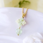 【pale green】小さなガクアジサイのネックレス・受注制作