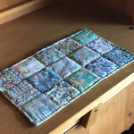 パッチワークミニマット＊リバティblueひまわり