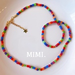 カラフルビーズネックレス🟣マルチカラー🟠アジャスター付き★/MIMI.