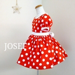 100*可愛いふんわり白と赤ドットのワンピース ミニーちゃんワンピース